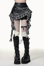 Halloween Plaid PU Mini Skirt