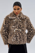 Leopard Print Faux Fur Coat