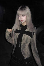 Punk Cross Contrast Long Sleeve T-Shirt