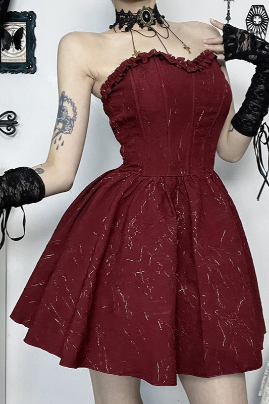 Bustier Waist Jacquard Mini Dress