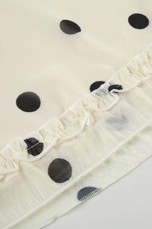 Ruffled Polka Dot A-Line Midi Skirt