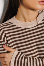 Ribbed Colorblock Striped Knit Sweater
