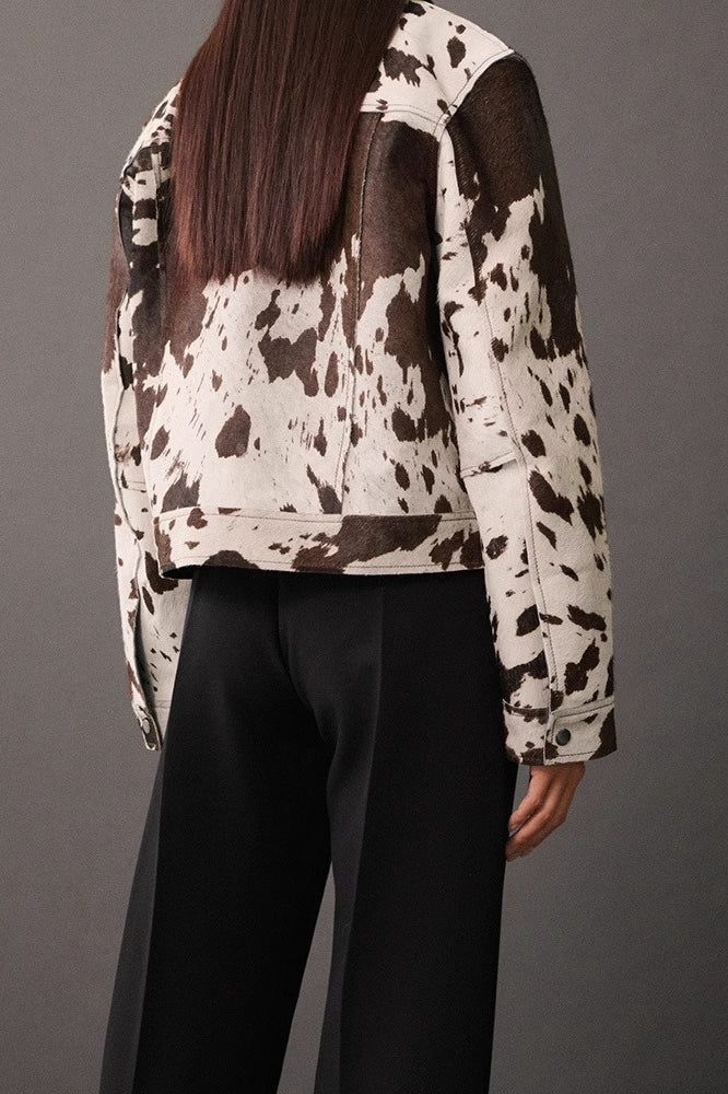 Trendy Asymmetrical Print Short Coat