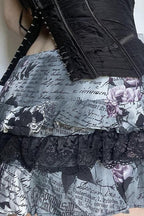 Halloween Gothic Lace Trim Low Waist Ruffled Mini Skirt