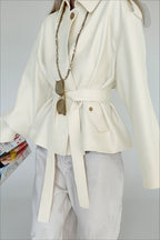 Lapel Faux Suede Drape Jacket