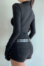 Cutout Cross Long Sleeve T-shirt