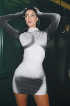 Long Sleeve Print Mini Dress