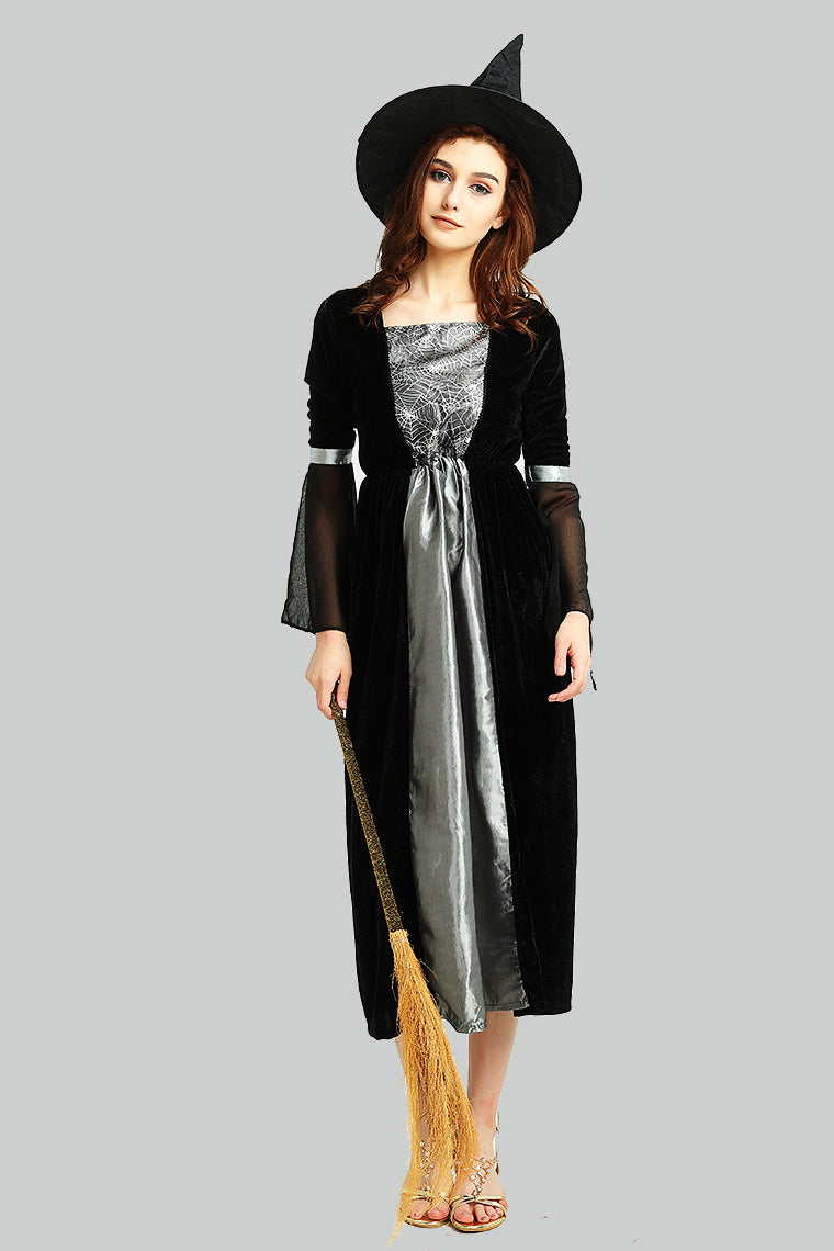 Halloween Witch Cosplay Velvet Maxi Dress