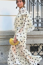 Polka Dot Lantern Sleeve Two Pieces Set