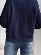 Heart Embroidery V-Neck Knit Cardigan