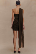 Strapless Ruched Bow Tie Mini Dress