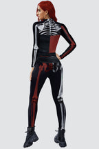 Halloween Skeleton Long Sleeve Jumpsuit Two Pieces Set