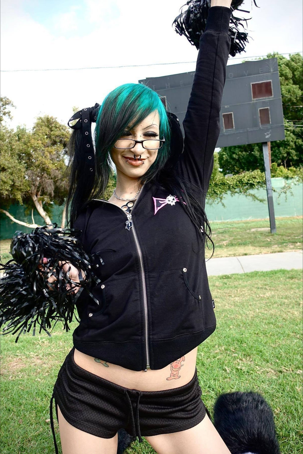 Crystal Studded Zip Up Hoodie