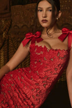 Sexy Hollow Out Slim Bow Lace Up Sleeveless Floral Dress