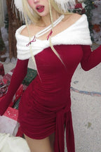 Christmas Contrast Knit Mini Dress