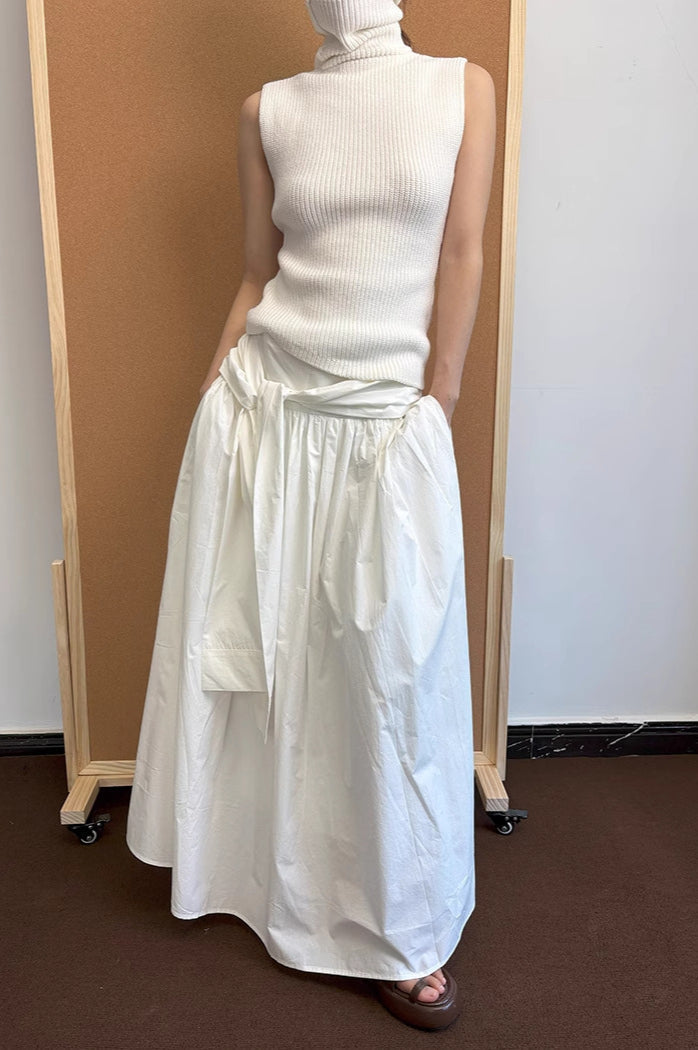 Minimalist Tie Waist A-line Maxi Skirt