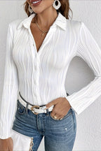 Solid Color Fitted Textured Blouse