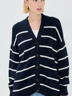Striped Loose Knit Cardigan