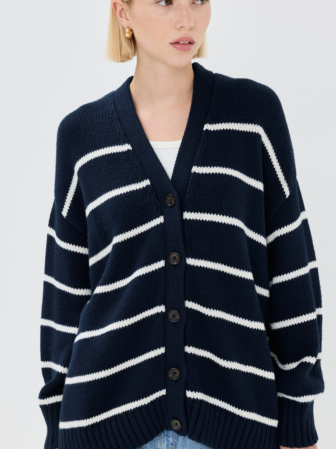 Striped Loose Knit Cardigan