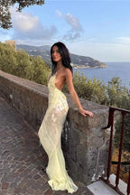 Hollow Sleeveless High Waist Sequin Floral Dress