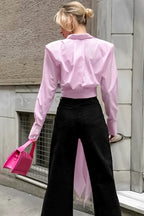 Striped Tie Waist Shirt Blouse