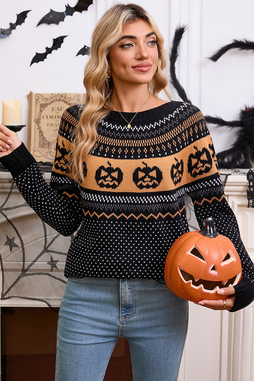 Halloween Retro Dot Knit Sweater