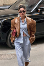 Blazer Style PU Leather Jacket