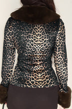 Leopard Fur Collar Short Coat