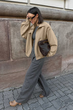 Khaki Loose Fit Woolen Jacket
