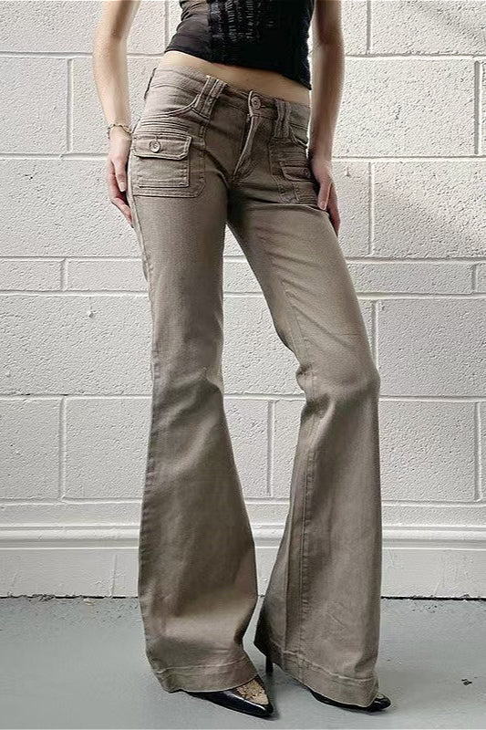 Slight Stretch Low Rise Flare Jeans