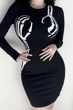 Punk Style Long Sleeve Mini Dress