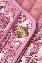 Floral Print Crew Neck Padded Coat