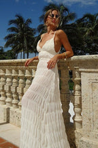 Spaghetti Strap Deep V Boho Dress