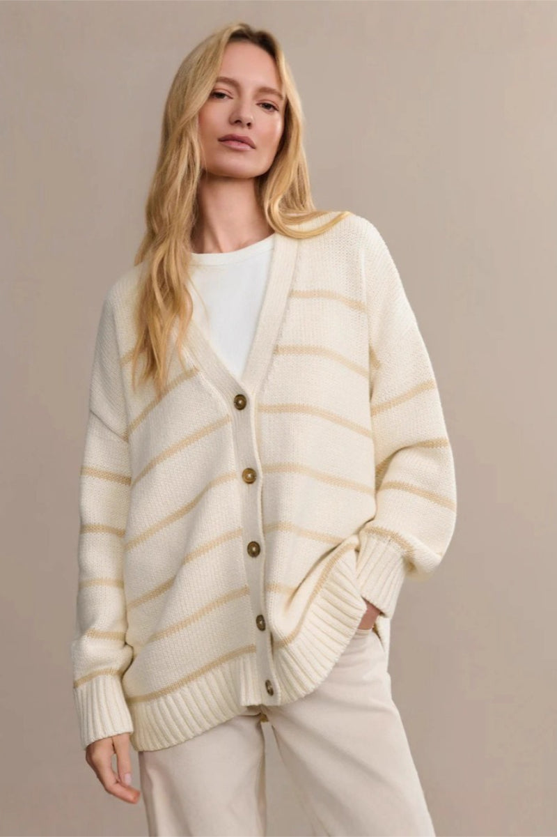 Cotton Striped Cardigan Sweater