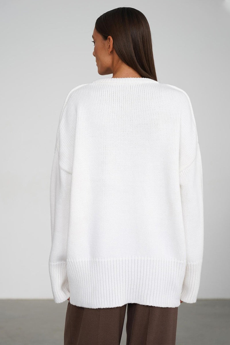 Solid Knit Crew Neck Sweater