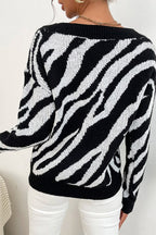 Warm Zebra Pattern Pullover Sweater
