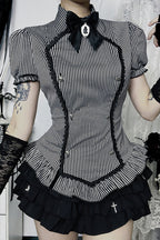 Gothic College Style Fitted Blouse