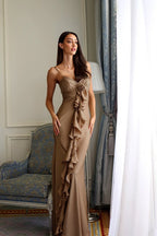 Slim Fit Floral Satin Boho Dress