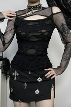Gothic Mesh Long Sleeve Knit Top