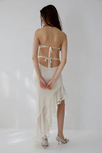 Asymmetrical Strapless Maxi Boho Dress