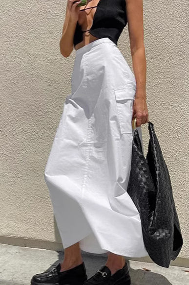 French Style High Waist Straight Midi Skirt