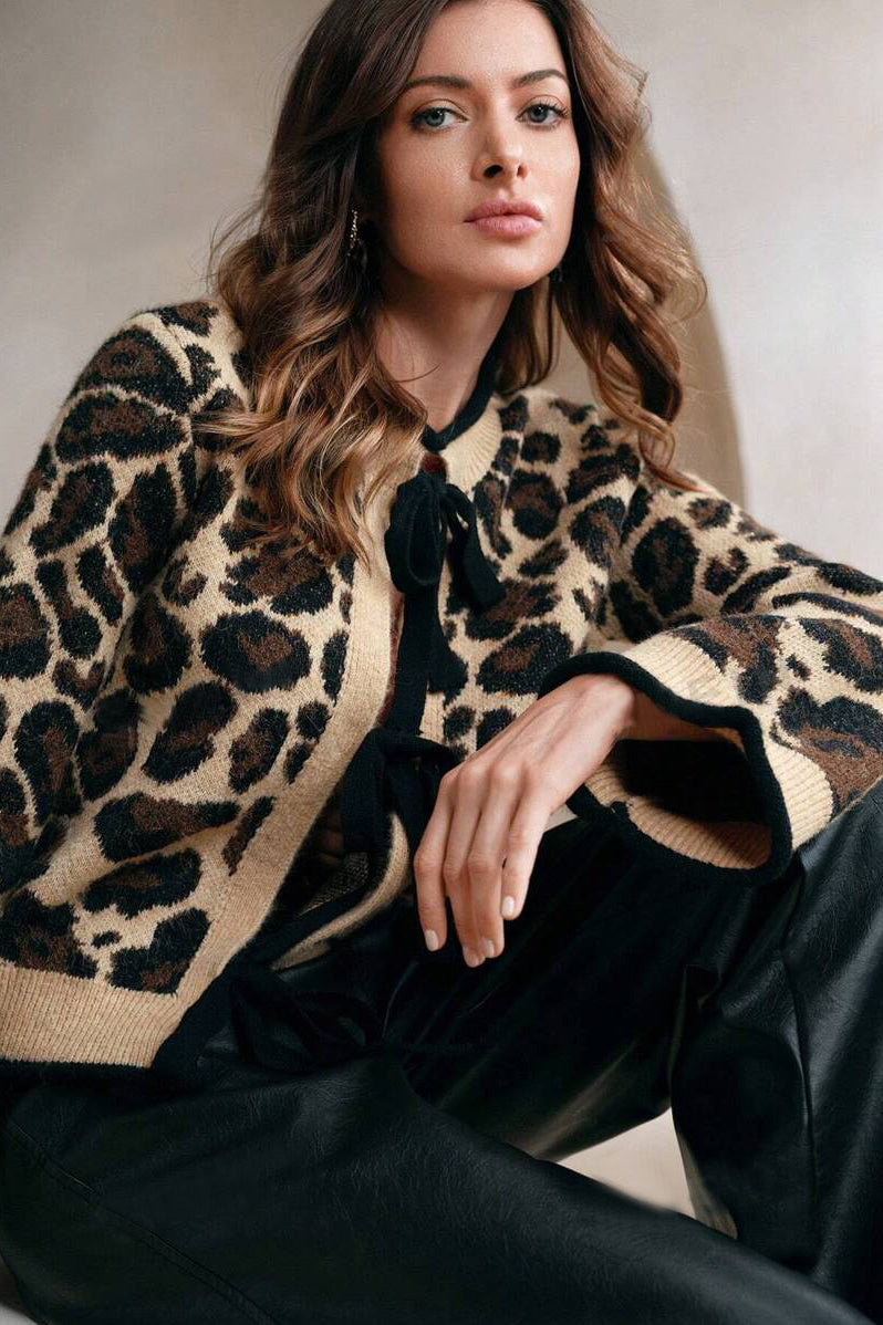 Slouchy Leopard Knitwear Cardigan