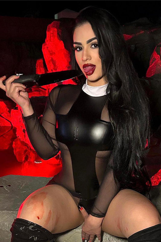 Elegant PU Panel Bodycon Mini Dress