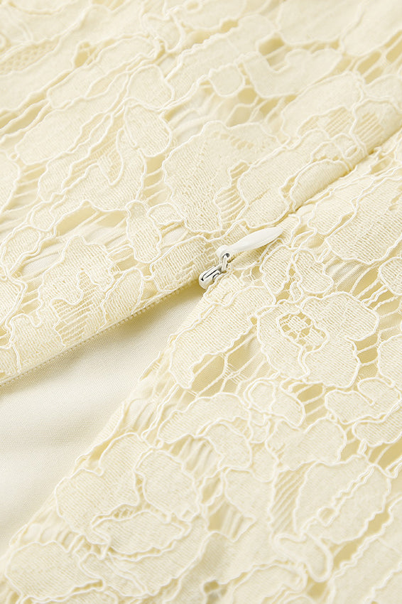 Lace Hollow High-Waisted Midi Skirt