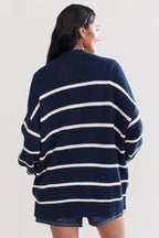 Cotton Striped Cardigan Sweater