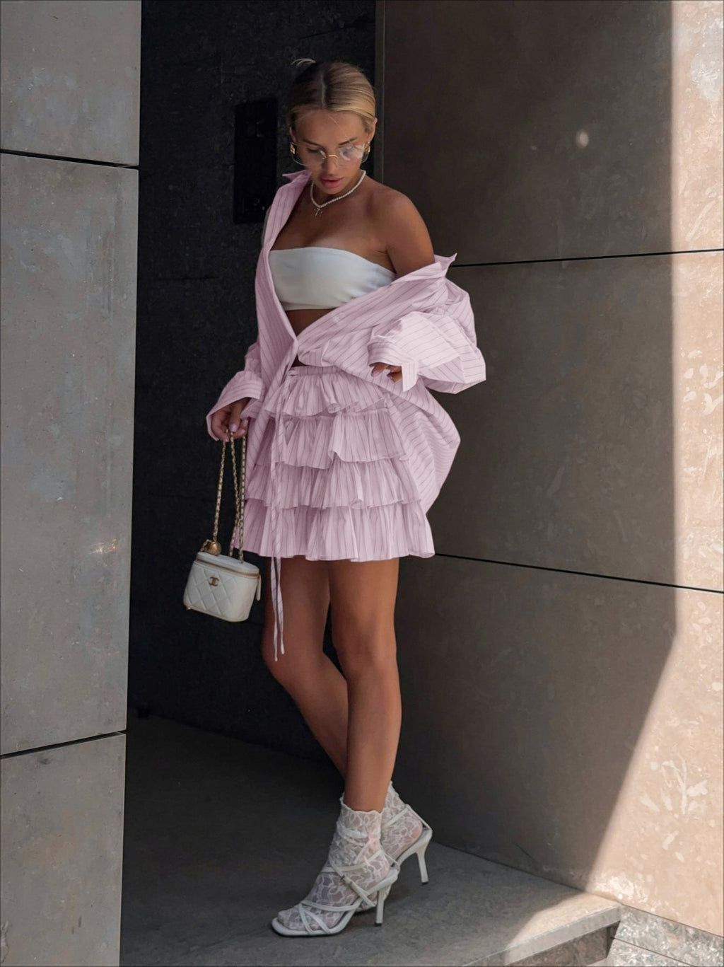 Chic Striped Blouse and Layered Blouse