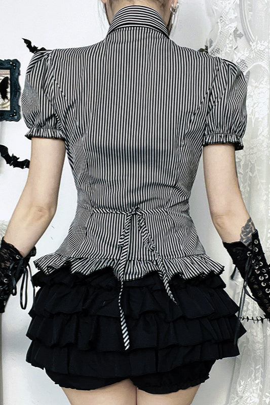 Gothic College Style Fitted Blouse