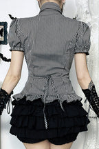 Gothic College Style Fitted Blouse