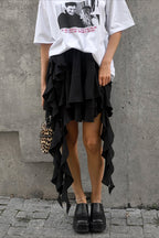 Ruffled High-Waist A-Line Skirt