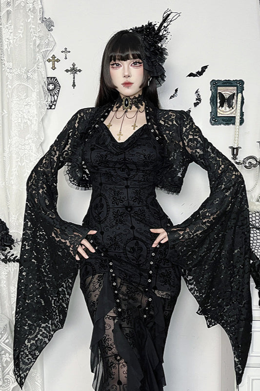 Gothic Lace Asymmetrical Knit Top